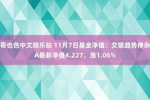 哥也色中文娱乐站 11月7日基金净值：交银趋势搀杂A最新净值4.227，涨1.06%