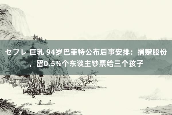 セフレ 巨乳 94岁巴菲特公布后事安排：捐赠股份，留0.5%个东谈主钞票给三个孩子