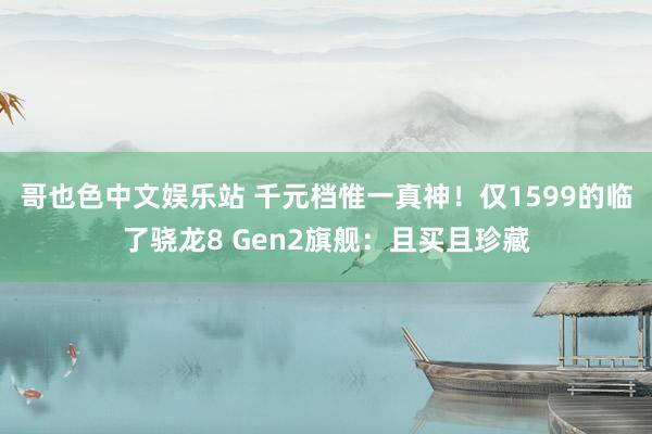 哥也色中文娱乐站 千元档惟一真神！仅1599的临了骁龙8 Gen2旗舰：且买且珍藏