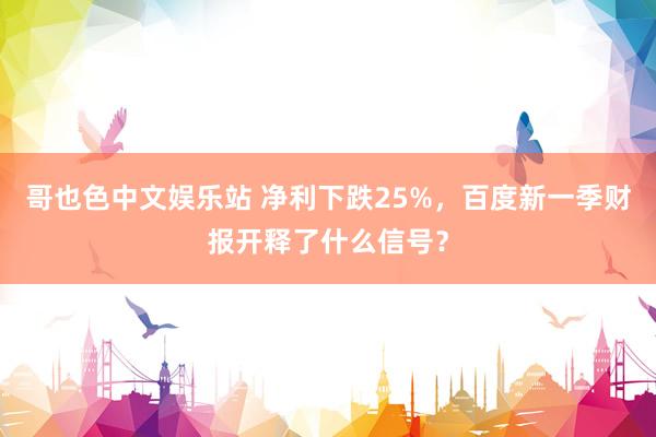 哥也色中文娱乐站 净利下跌25%，百度新一季财报开释了什么信号？